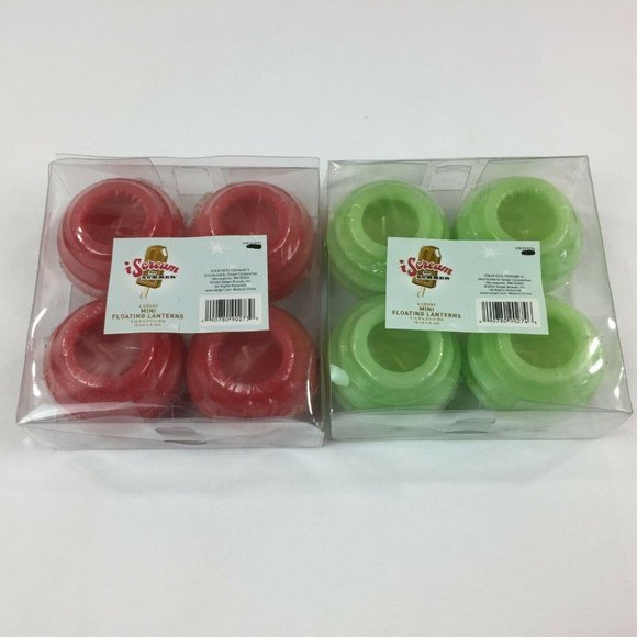 I Scream for Summer Set 8 Red Green Target Water Floating Pool Candles Outdoor - Picture 1 of 7